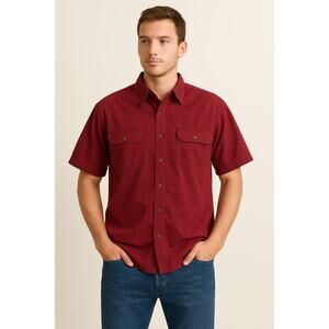 Wrangler Premium Quality Shirt 2XL Red Short Sleeve Button Down